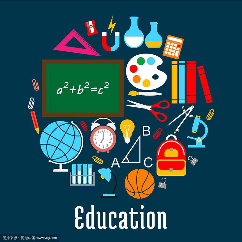教育圆符号 学校用品构成的教育之圆